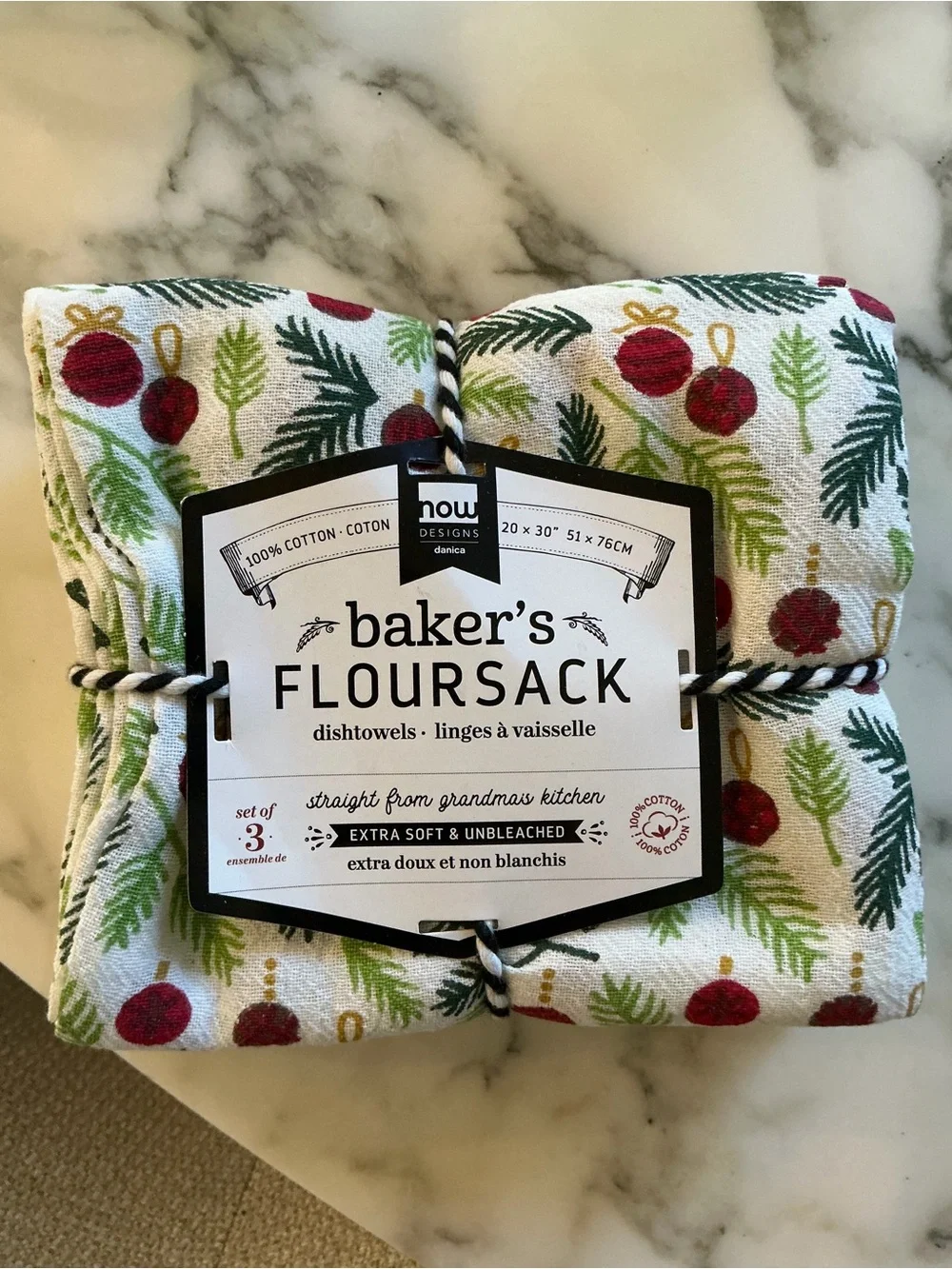 NWT Now Designs Danica Merry & Bright Christmas Flour Sack Kitchen Towels (3)